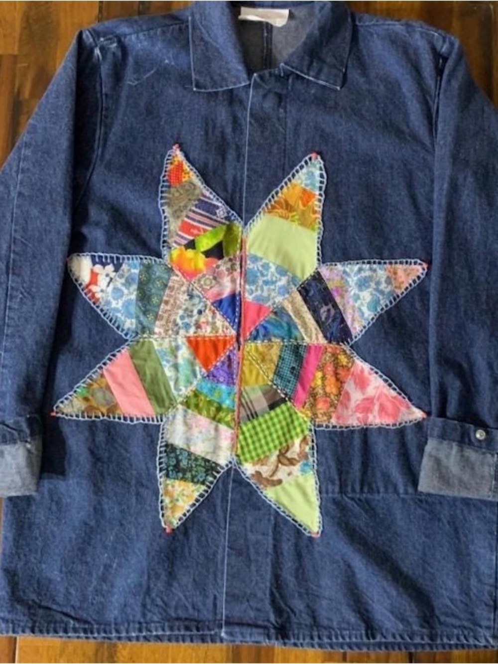 Vintage Denim Hand-Embroidered Star Jacket